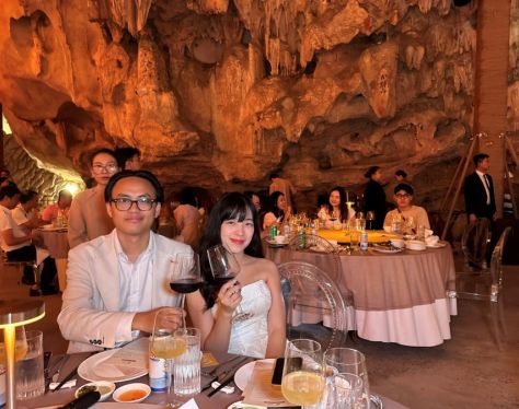 Dining inside Dragon Pearl cave