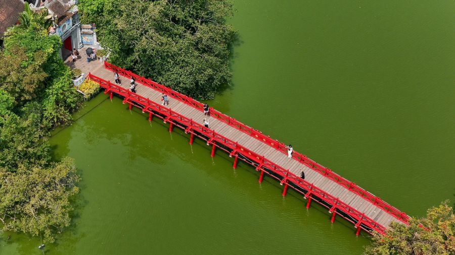 The Huc Red Bridge and Ngoc Son Temple