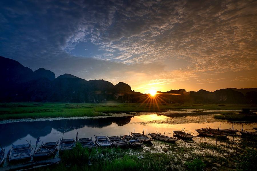 Sunset in the Van Long Nature Reserve