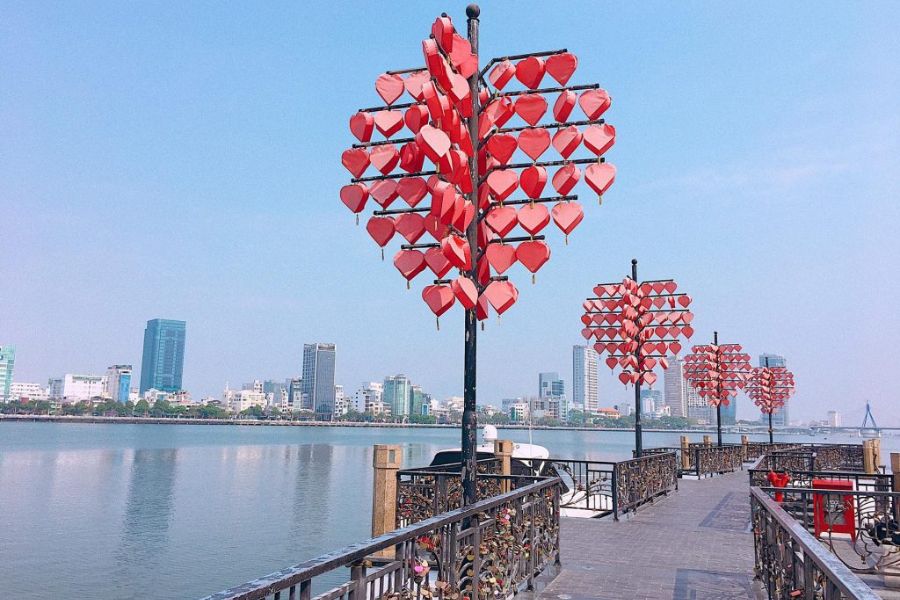 Love Lock Bridge has breathtaking views of the city skyline