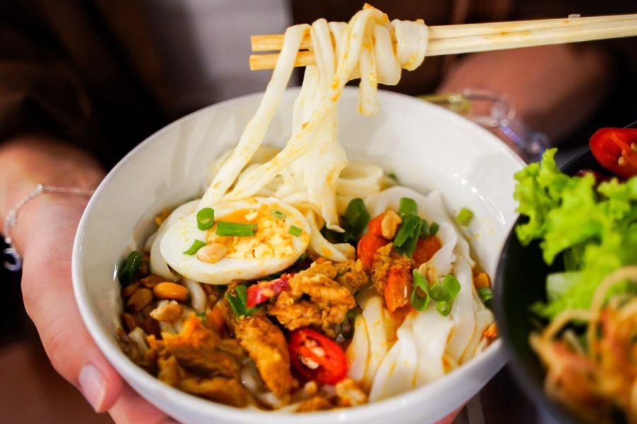 Mi Quang (turmeric noodles) is an iconic food in Da Nang