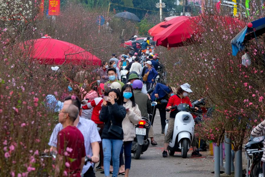 Quang Ba Flower Market at the end of year