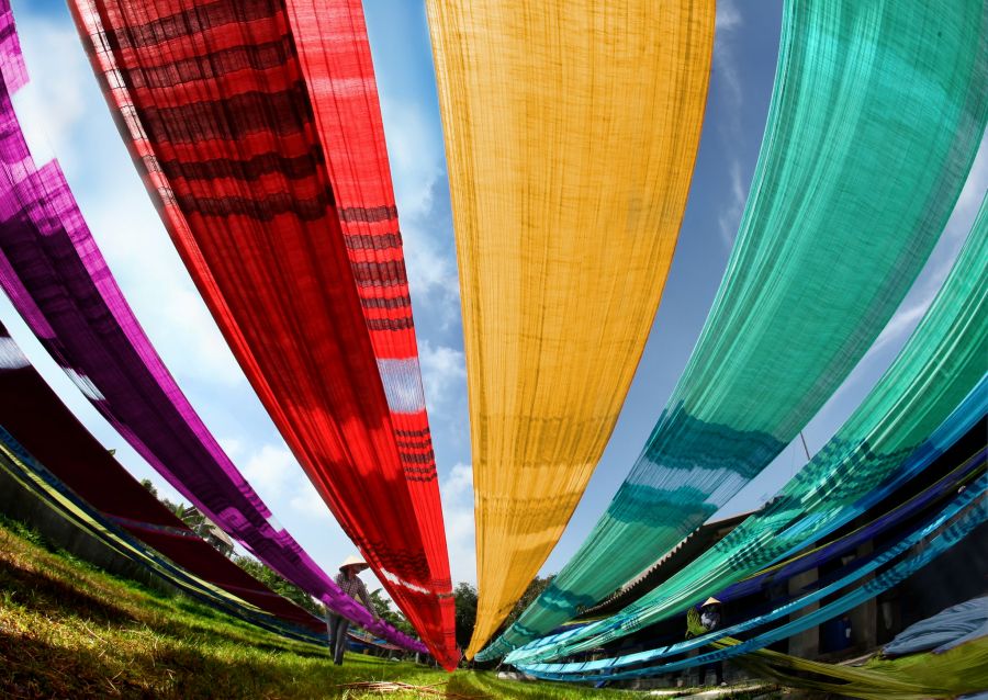 Van Phuc villagers are drying silk