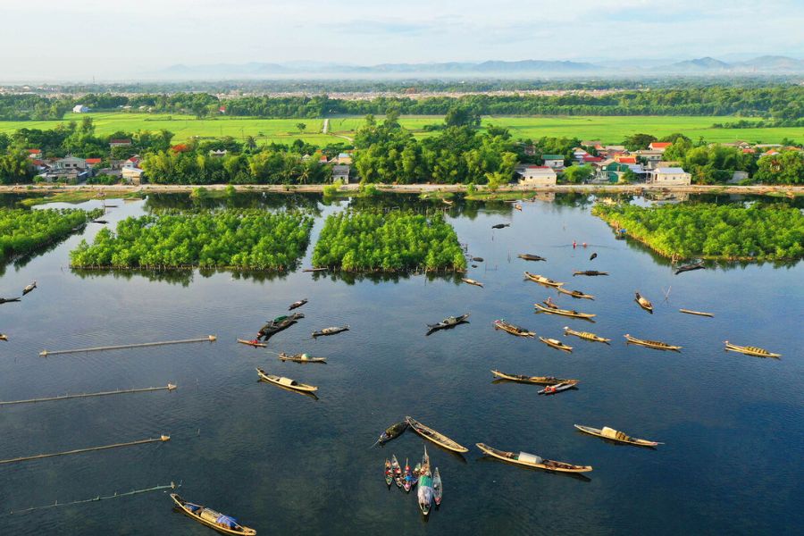 Tam Giang Lagoon is the largest brackish-water lagoon in Southeast Asia