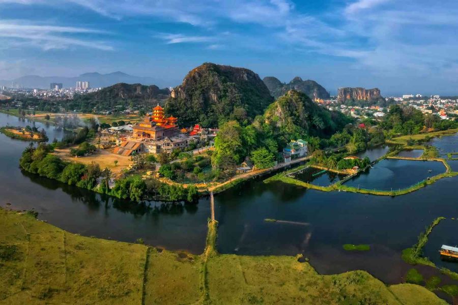 man thai beach nestled into the slopes of Son Tra Mountain