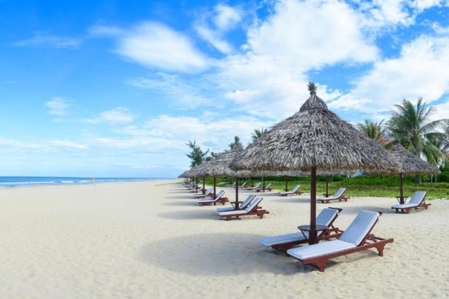bac my an beach has soft white sand and calm, clear waters