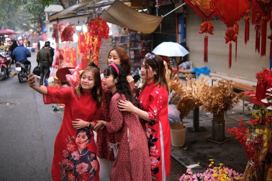 taking photo in Hanoi in February