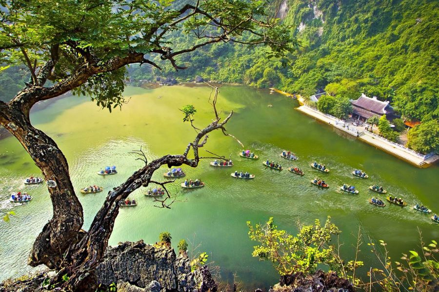 view of Tam Coc Bich Dong from above