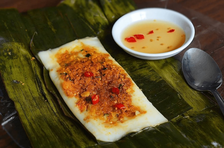 Banh Nam (Flat Rice Cake In Banana Leaf)