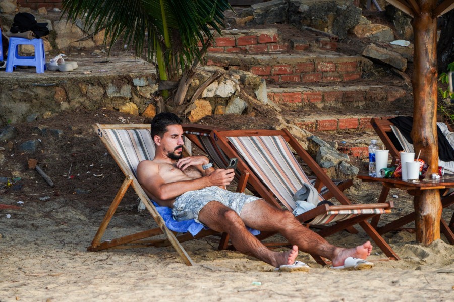 Tourist at Dam Trau Beach