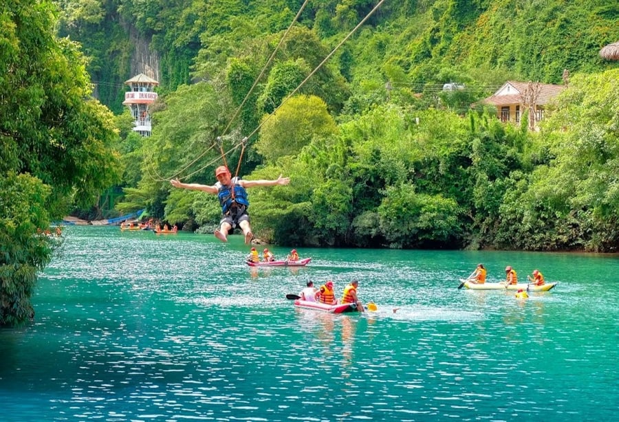 Enjoy Zip Line Overhead Nam Song river