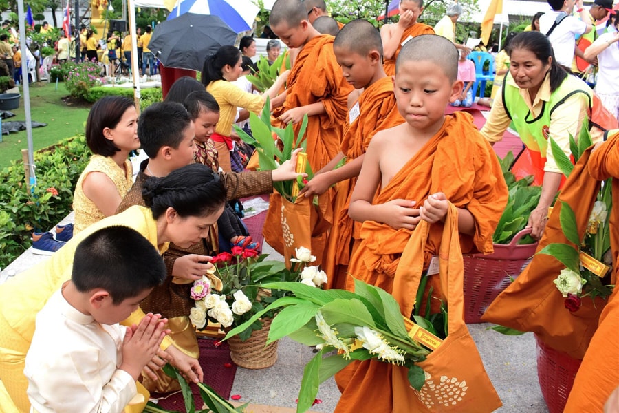 In Luang Prabang, the Alms Giving Ceremony is held at dawn