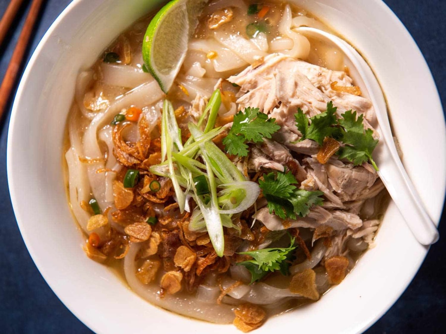 Khao Piak Sen (Lao Fresh Rice Noodle Soup)