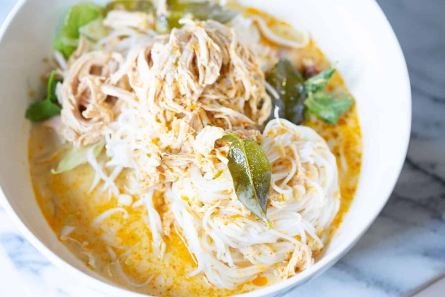 Khao Poon (Lao Coconut Curry Noodle Soup)