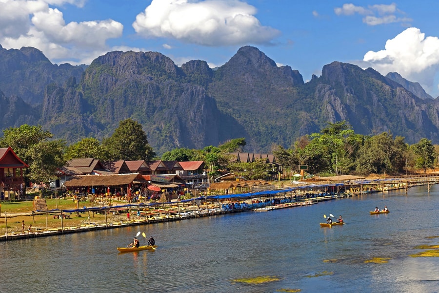 Nam Song river in vang vieng, laos