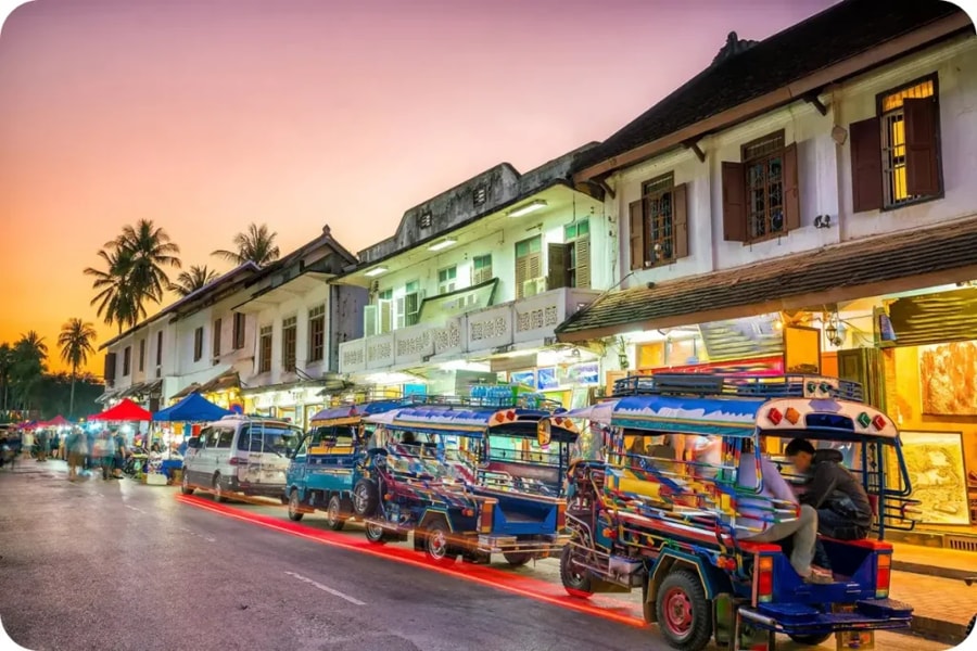 The Luang Prabang Night Market is open daily from 5:00 PM to around 10:00 PM