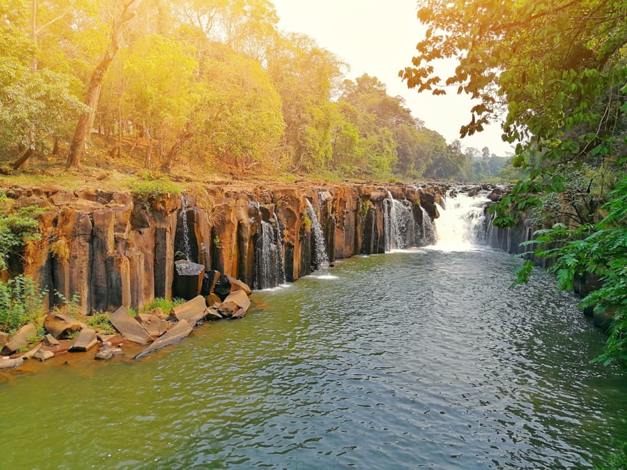 The Tad Lo waterfall area is the site of three separate waterfalls