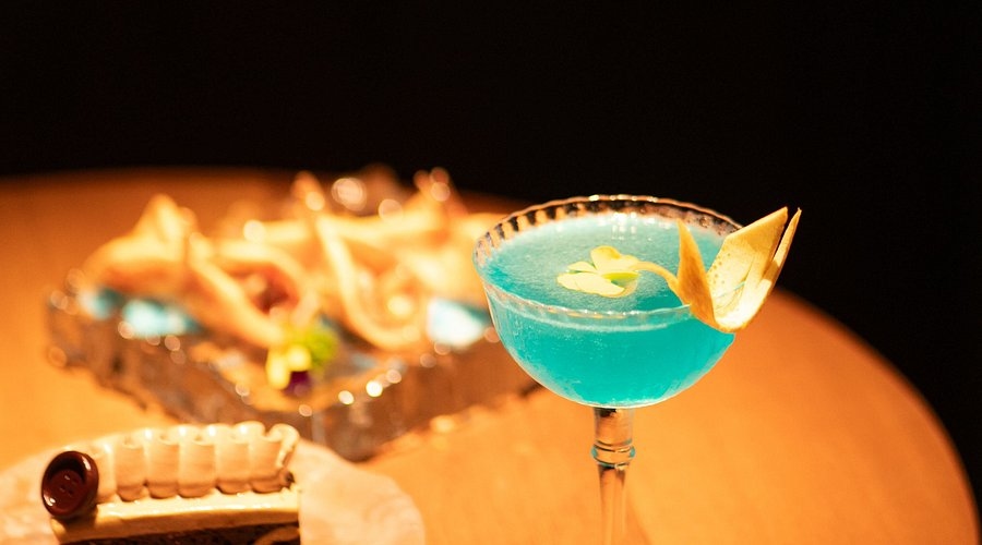 drinking in sline sky bar in hue