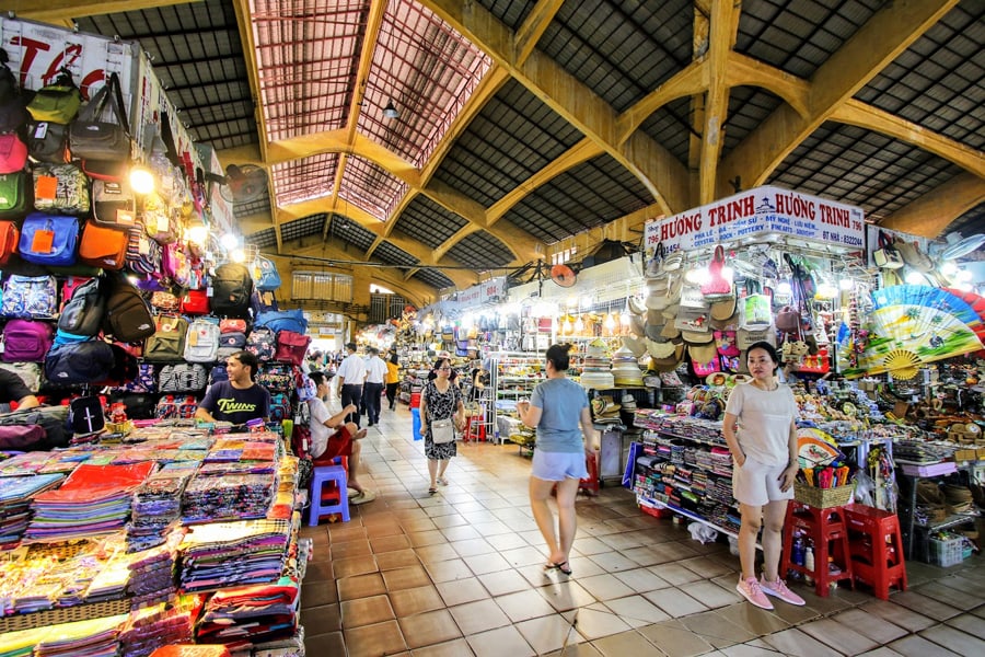 inside the ben thanh market in ho chi minh city