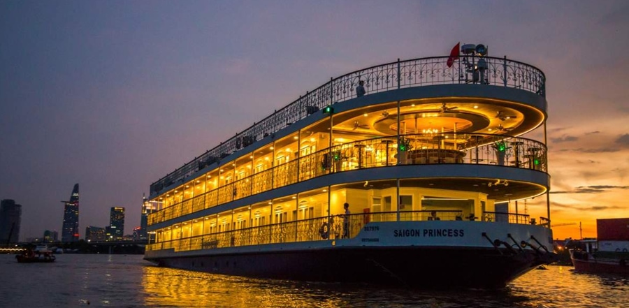 take a cruise on the Saigon river at night