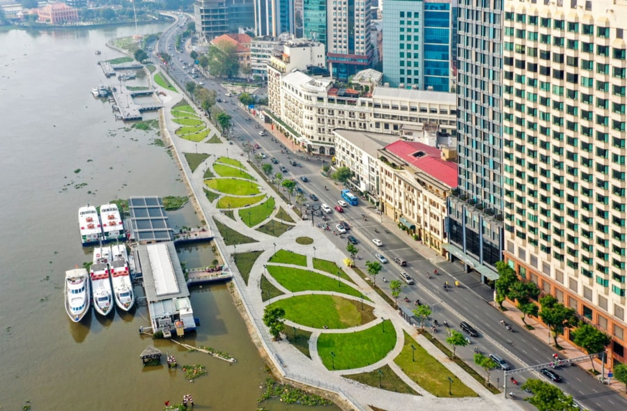 Bach Dang Wharf is a principal waterfront space