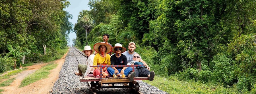 Bamboo Train is built from a large bamboo or wooden plank