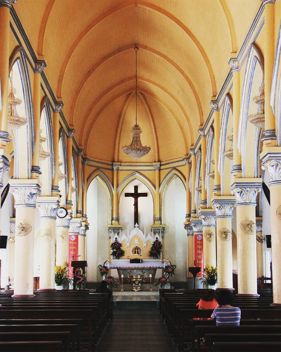 Da Nang Cathedral interior is peaceful and somber