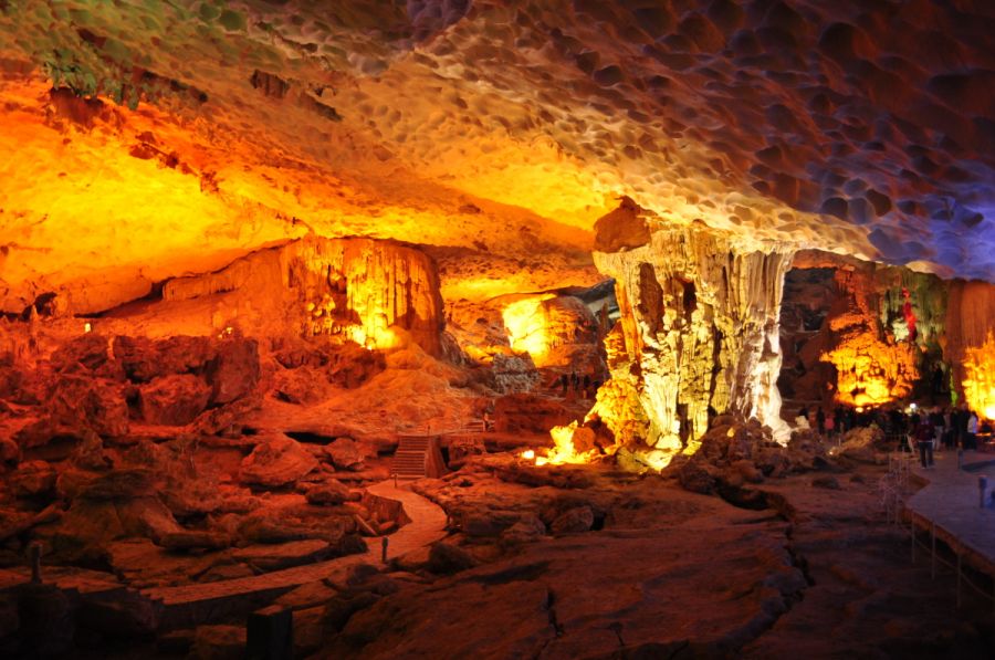 Vast Chambers And Limestone Sculptures Inside Sung Sot Cave