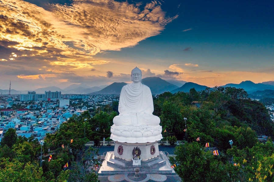 Giant White Buddha Statue of Long Son Pagoda