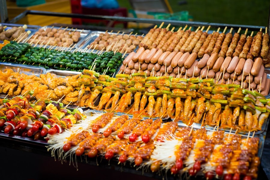 Street food stalls are a defining feature of the Bui Vien Walking Street