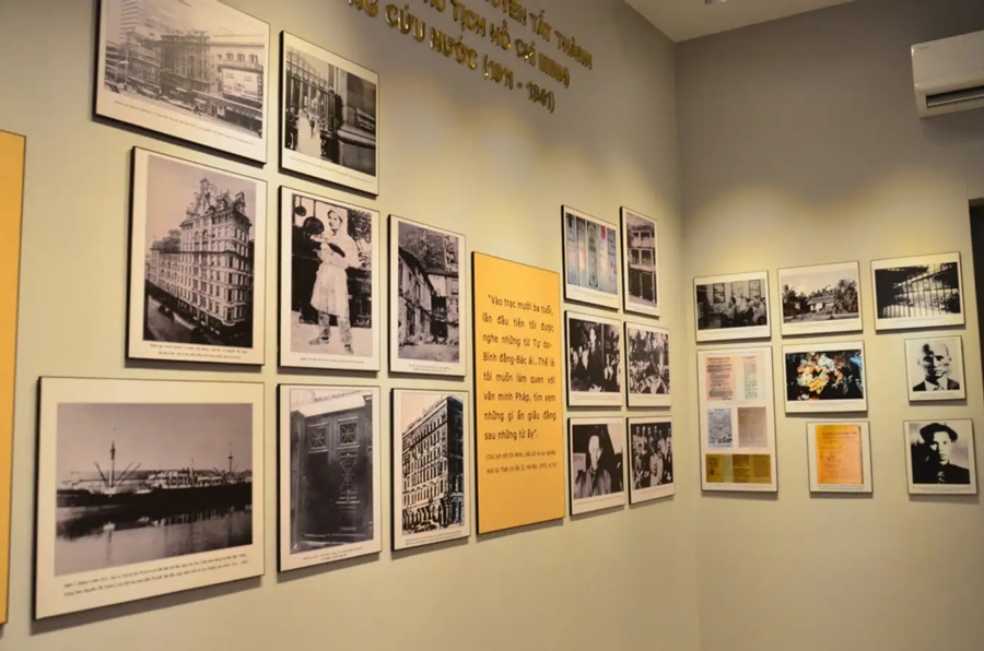 images, documents, and artifacts of ho chi minh president inside the museum