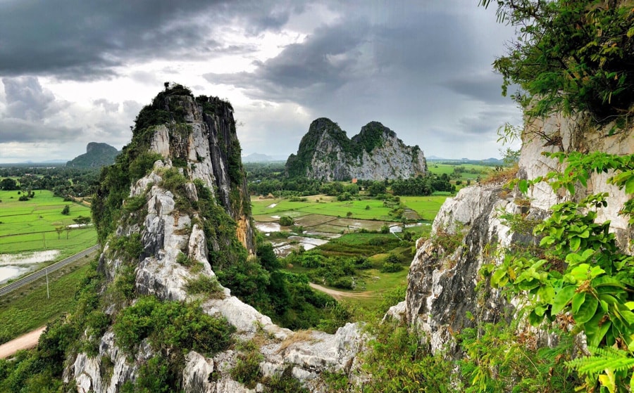 scenic limestone karst landscape of Kampong Trach