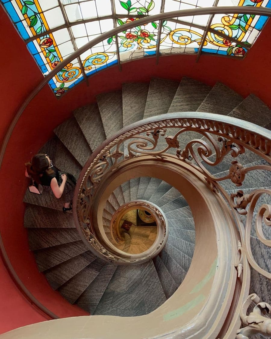 spiral staircase inside the ho chi minh city museum of fine arts