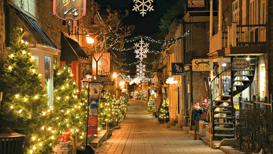 christmas decoration on a street in ho chi minh city