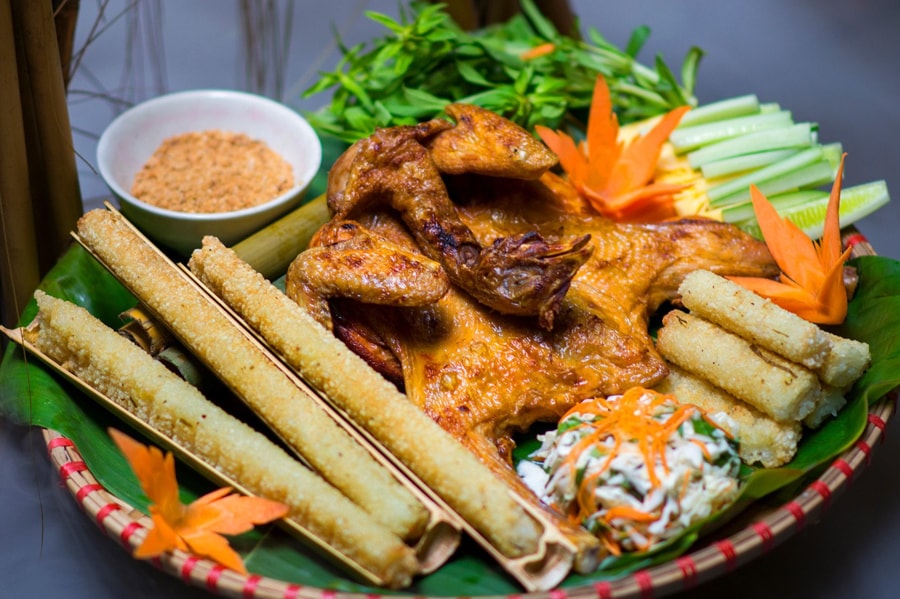 Sampling of local cuisine around Mu Waterfall