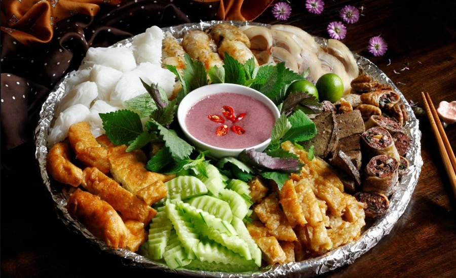 Bun Dau Mam Tom is a traditional Vietnamese dish