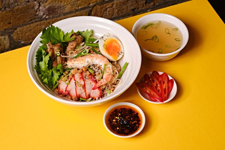 Hu Tieu in a soup form or in a dry form