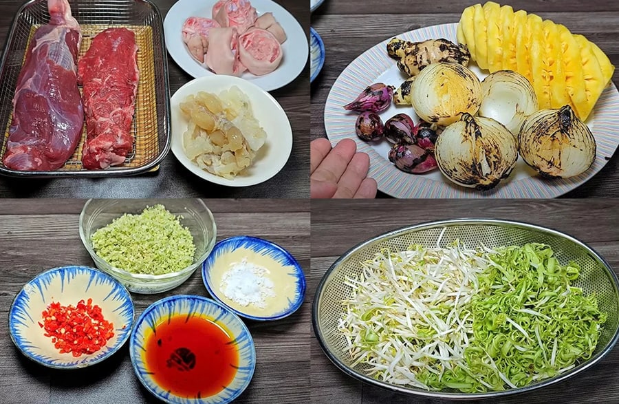 Main Ingredients For Making Bun Bo Hue Process